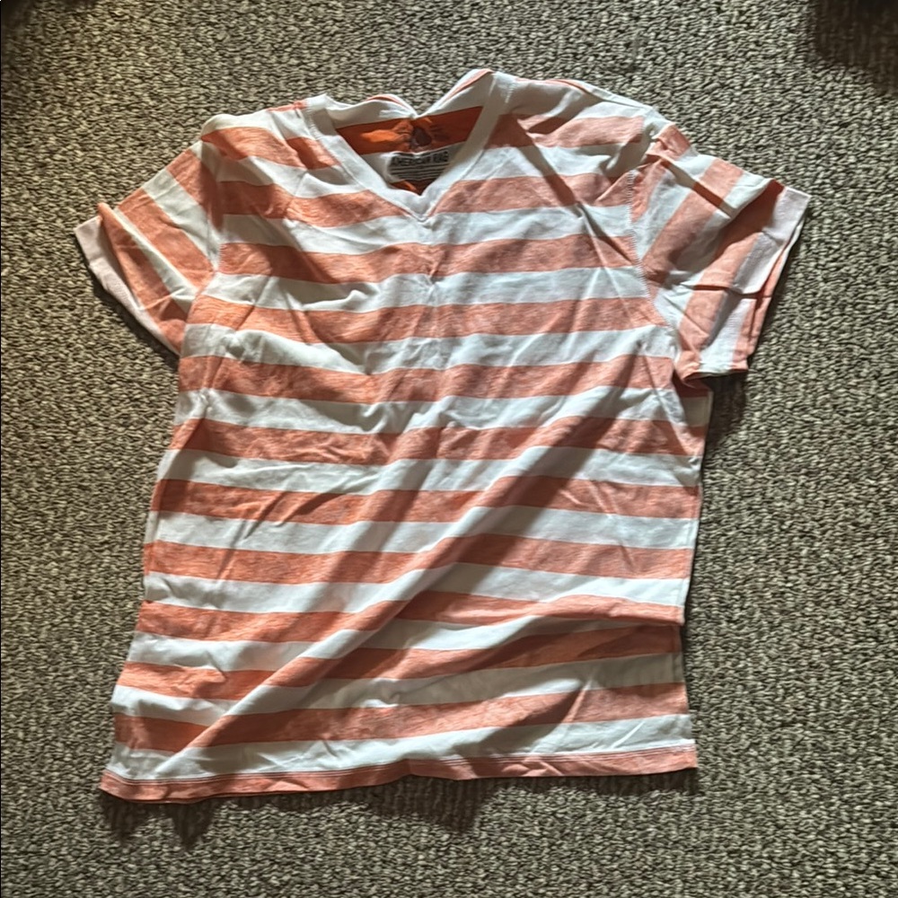 American Rag Orange and White Striped Short Sleeve Tee